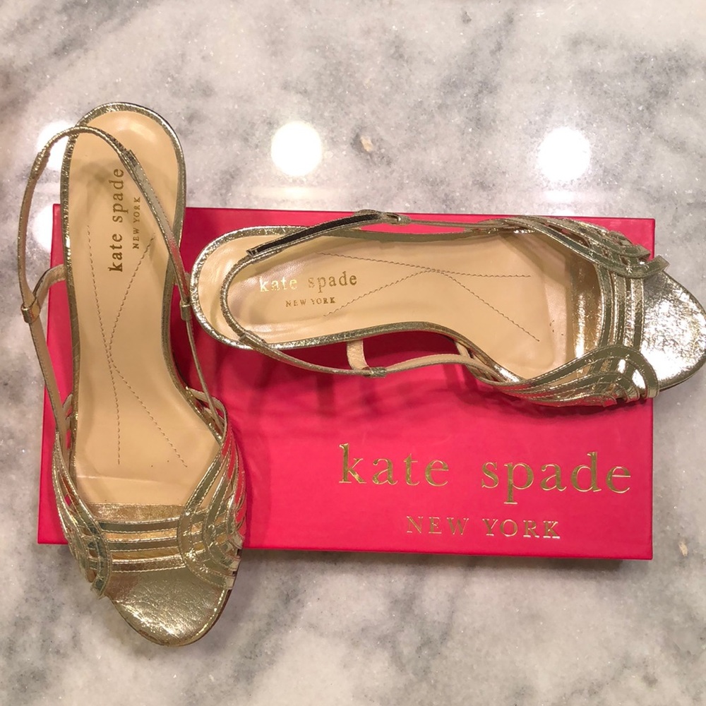Kate Spade Gold Leather Slingback Sandals Sz 8.5